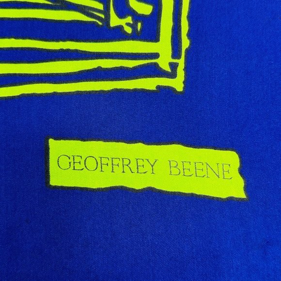 Geoffrey Beene Purple and Lime Green Silk Scarf - Signed - Picture 6 of 11